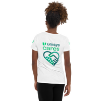 Unisys Cares Women's Athletic White T-shirt